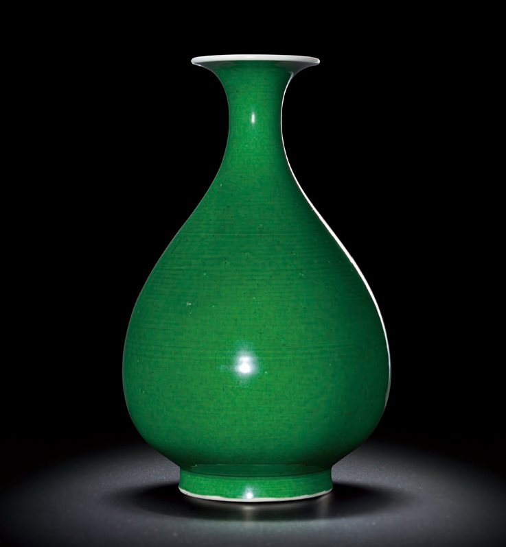 瓜皮绿釉玉壶春瓶