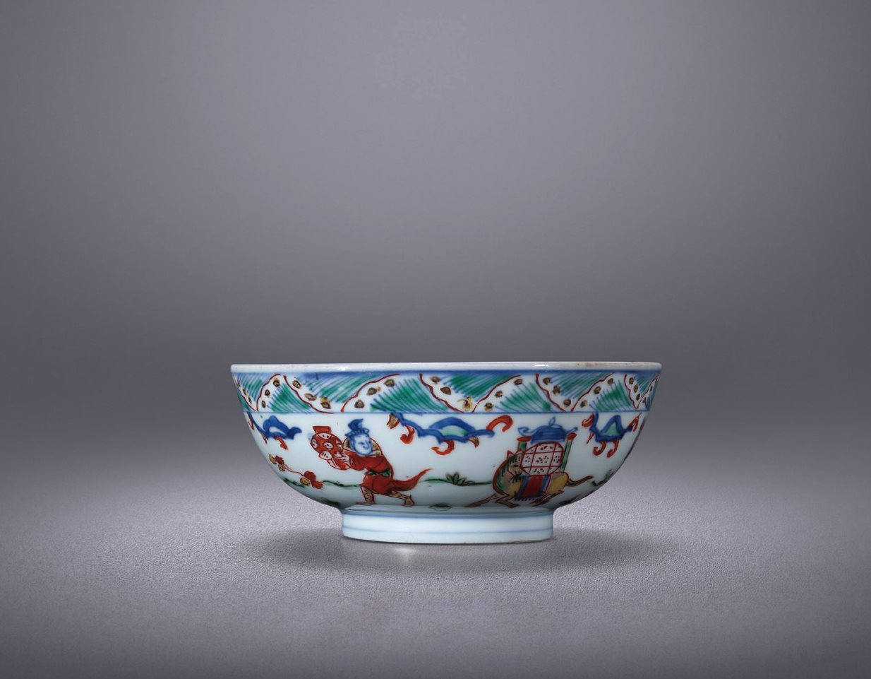 五彩八蛮进宝图碗