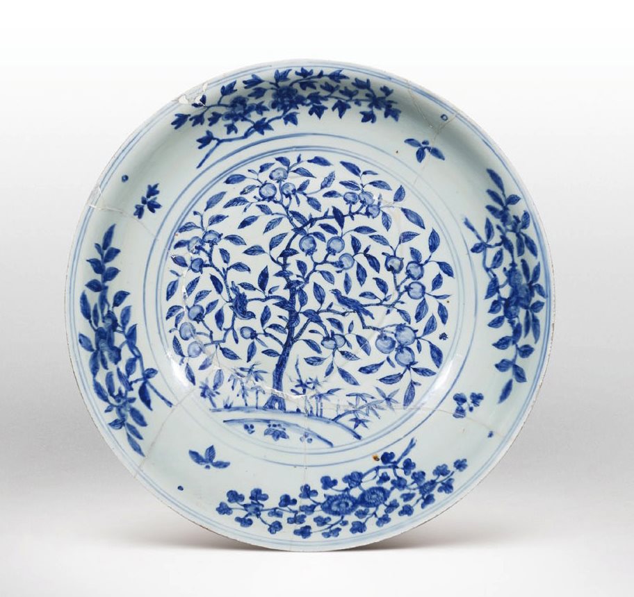 青花花鸟纹大盘