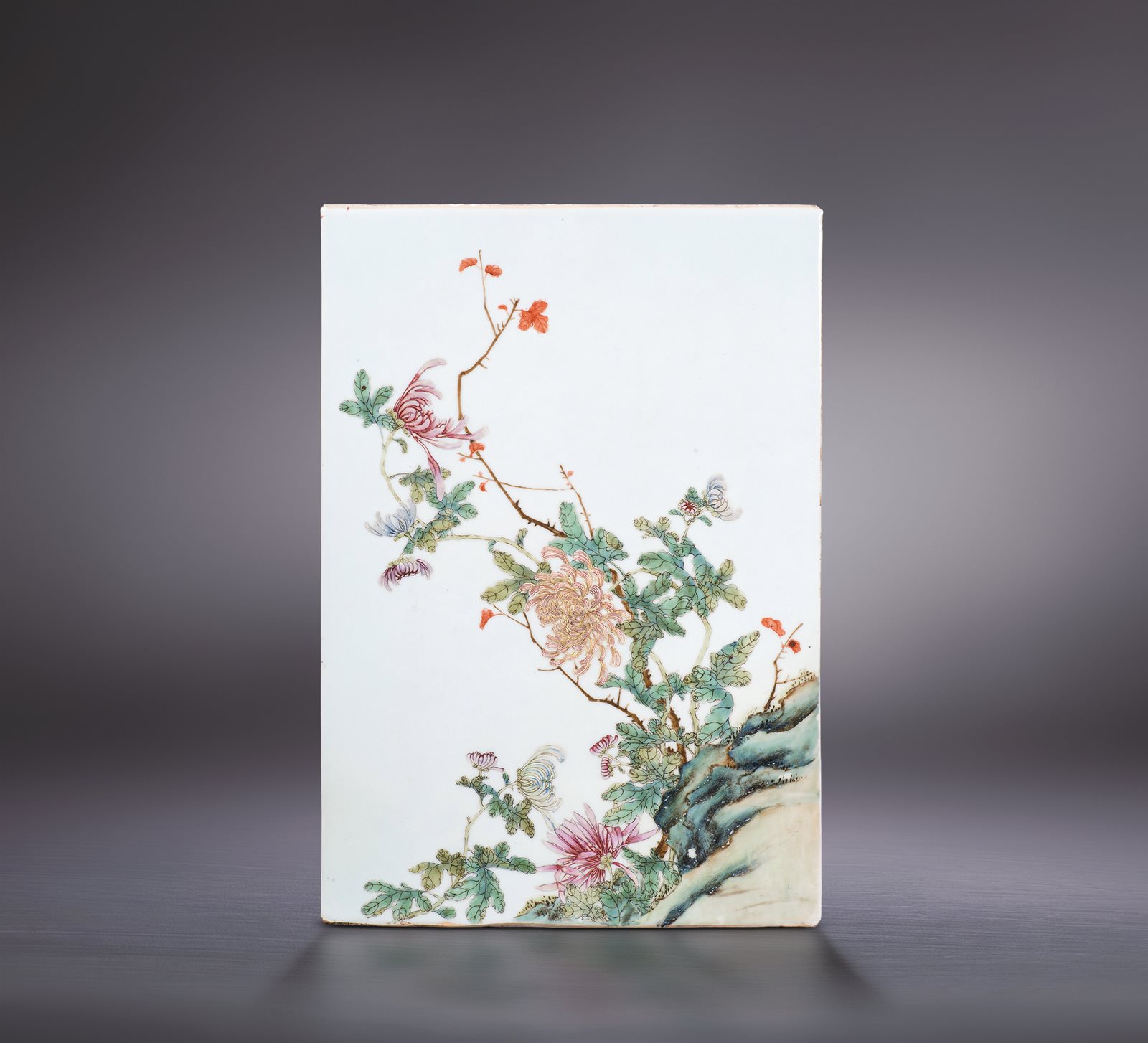 粉彩菊花纹瓷板