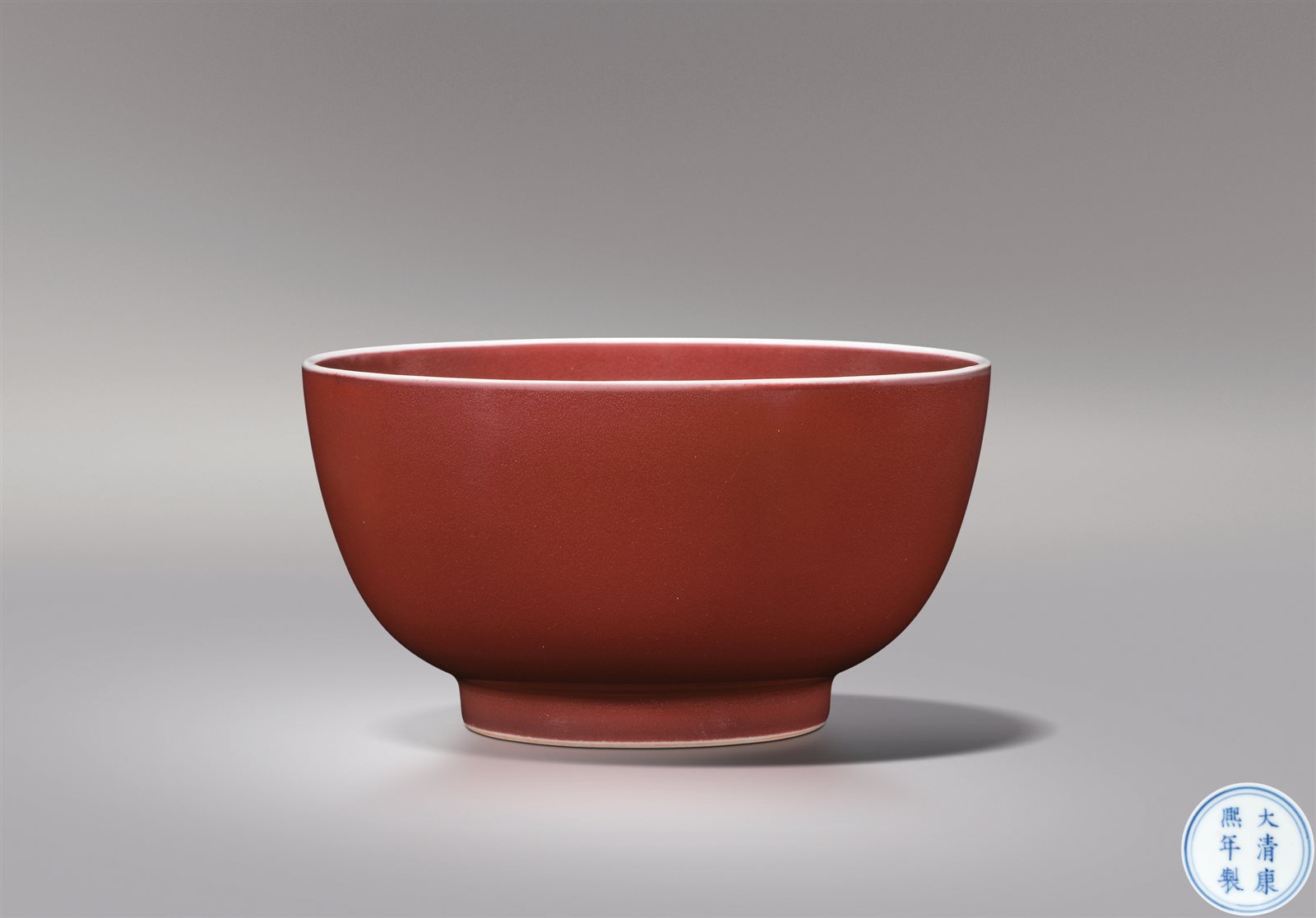霁红釉墩式碗