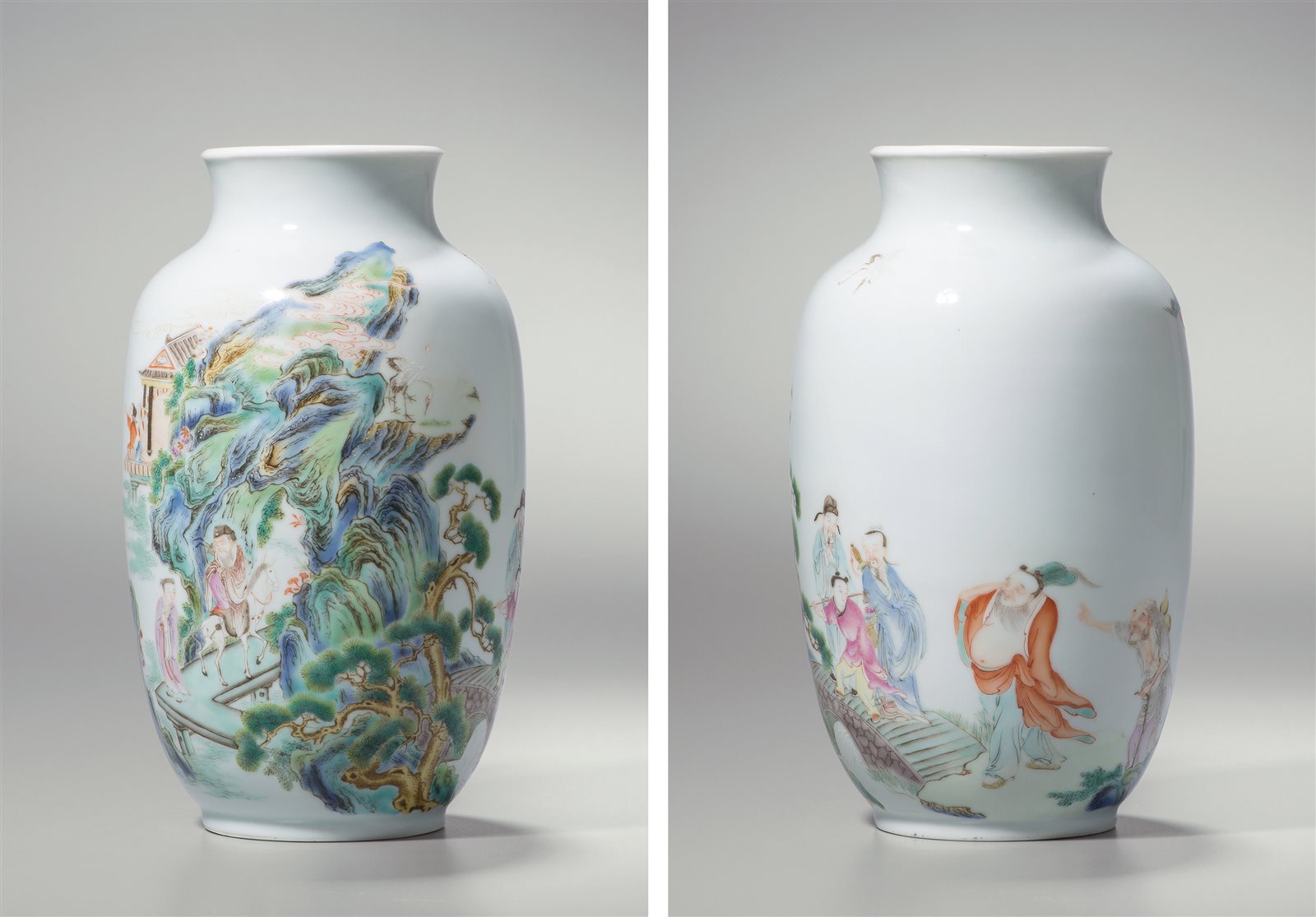 粉彩八仙人物图灯笼瓶