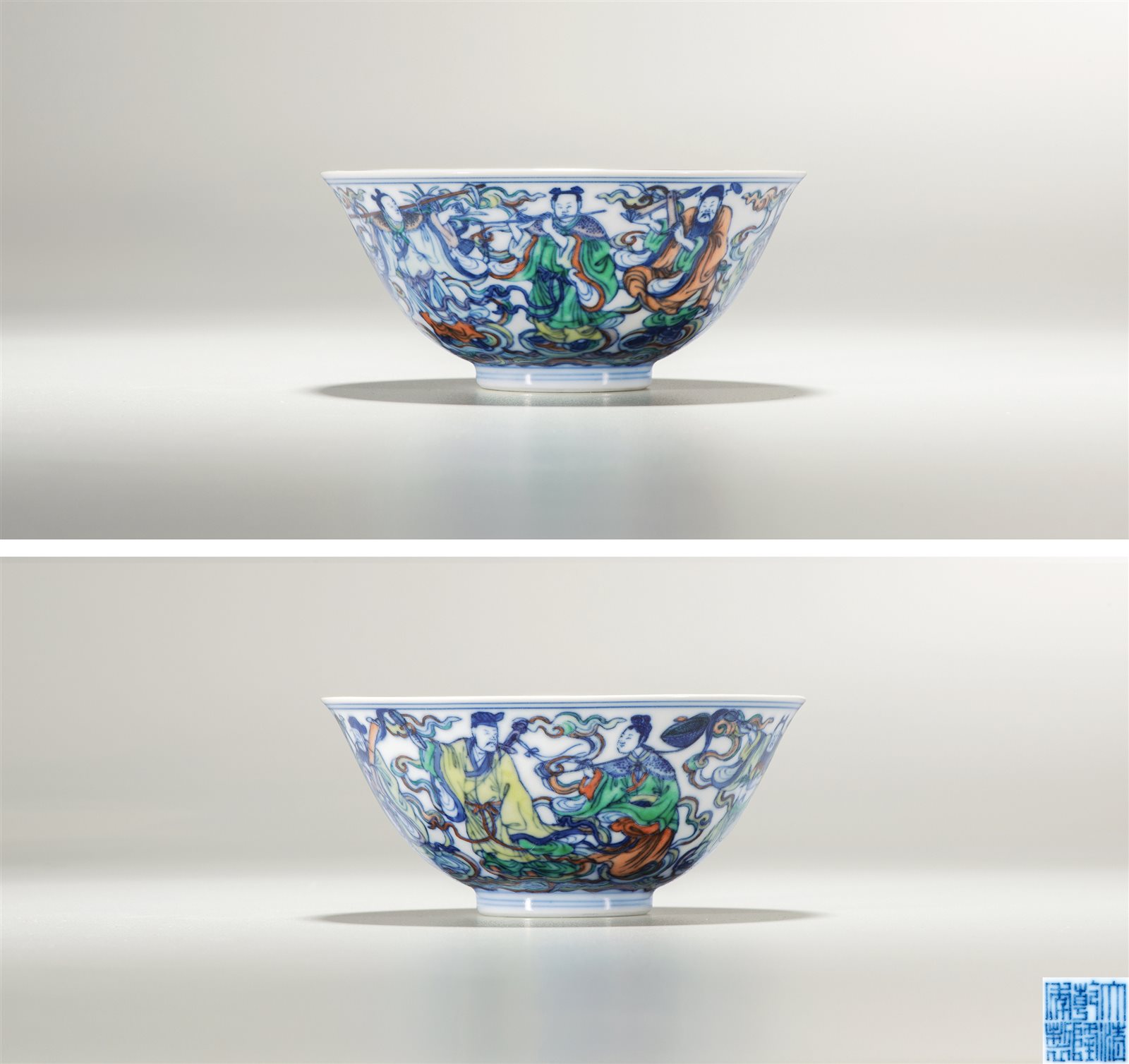 斗彩八仙过海图小碗