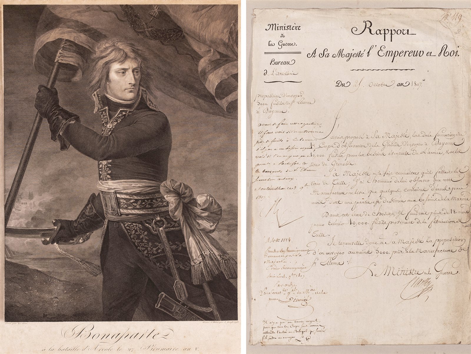 拿破仑批复战争部长费尔特雷公爵克拉克亲笔信函一件