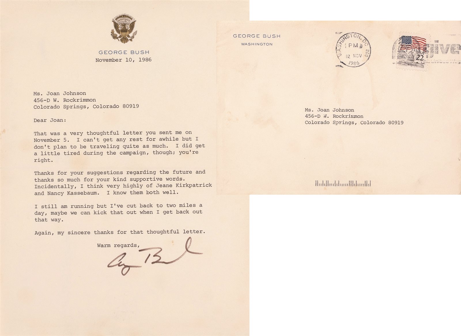 美国41任总统老布什签名信函一件