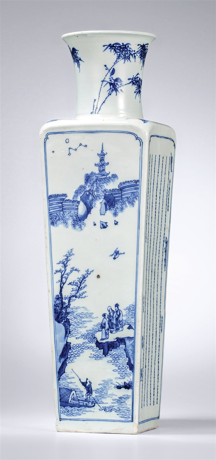 青花赤壁赋图文四方瓶(图录号：1495)