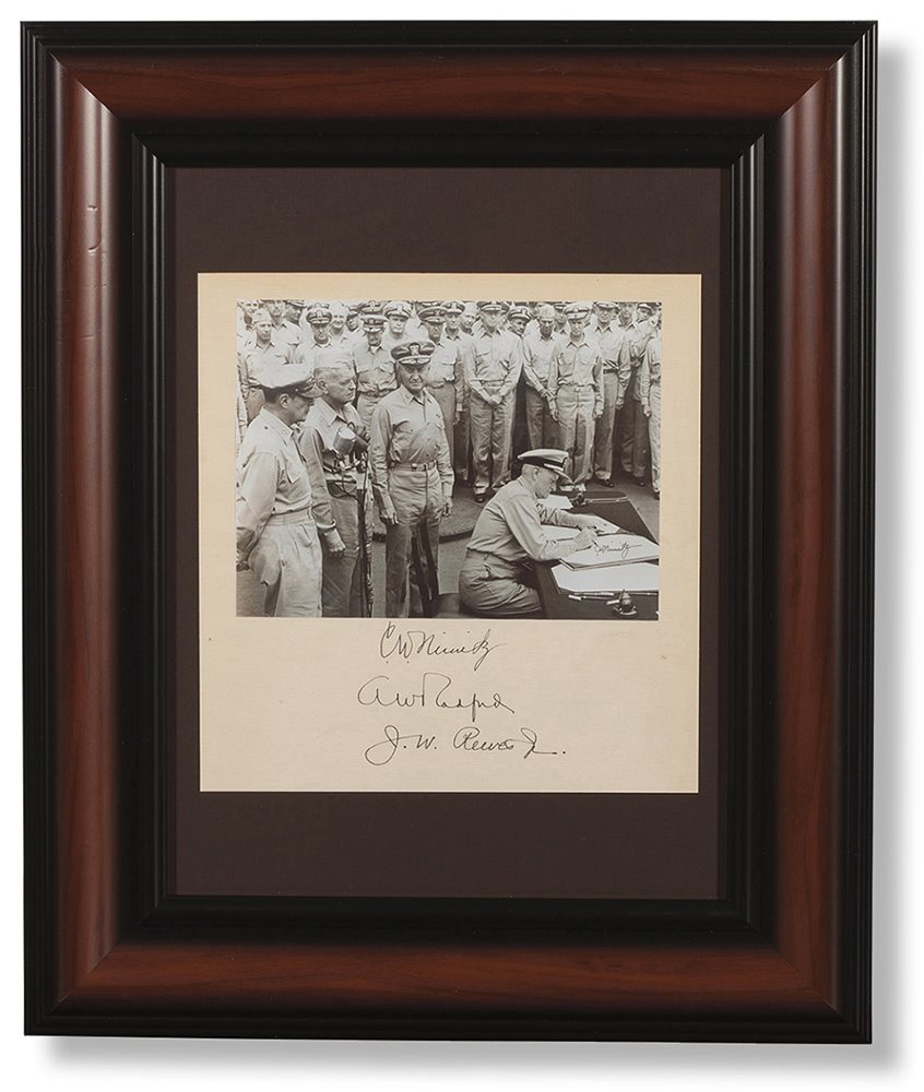 美国海军五星上将切斯特·尼米兹及拉德福，瑞佛斯三签名照片