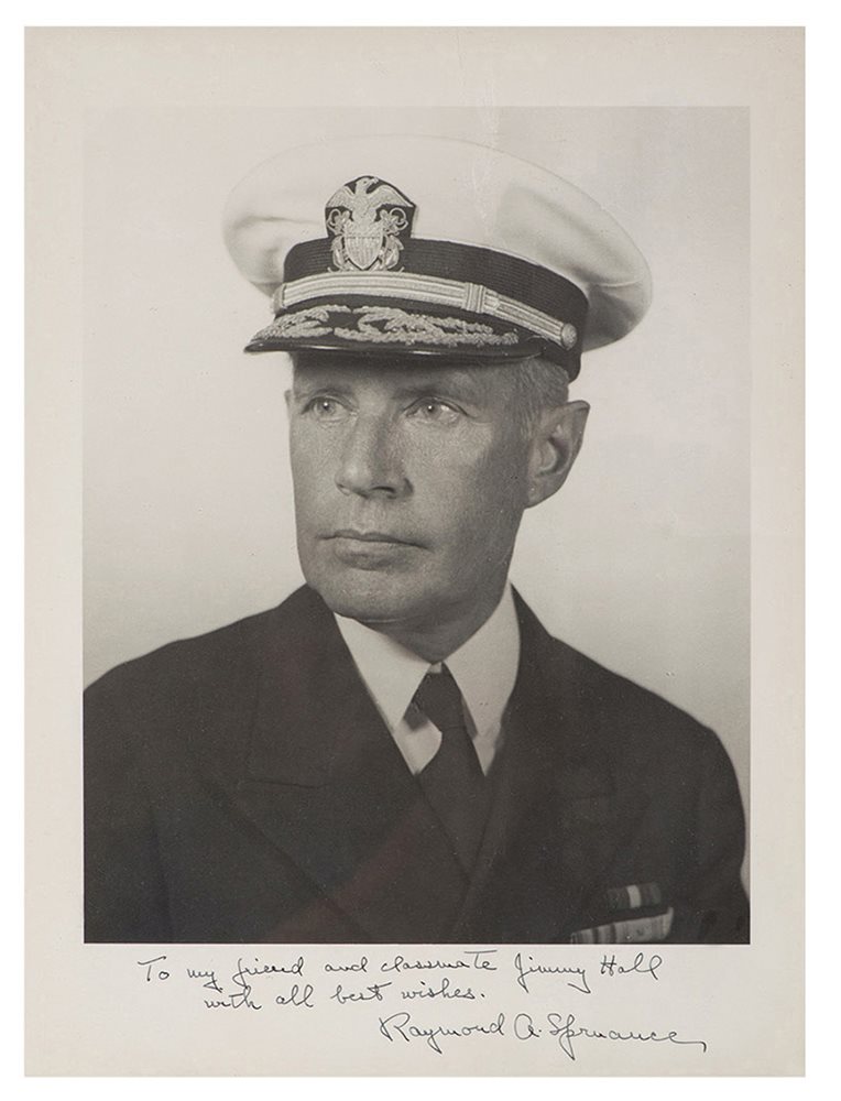 美国海军上将雷蒙德·斯普鲁恩斯签名照片一张