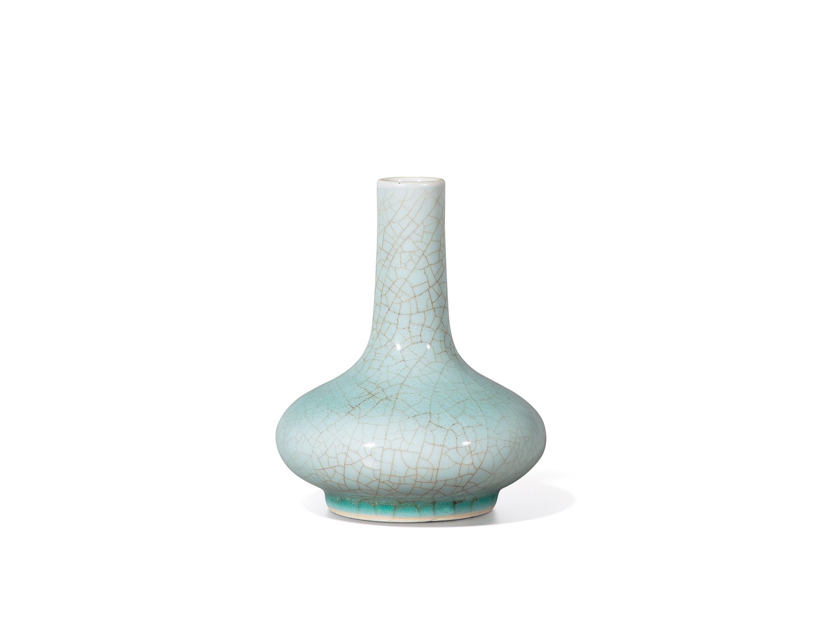 郎窑绿釉荸荠扁瓶