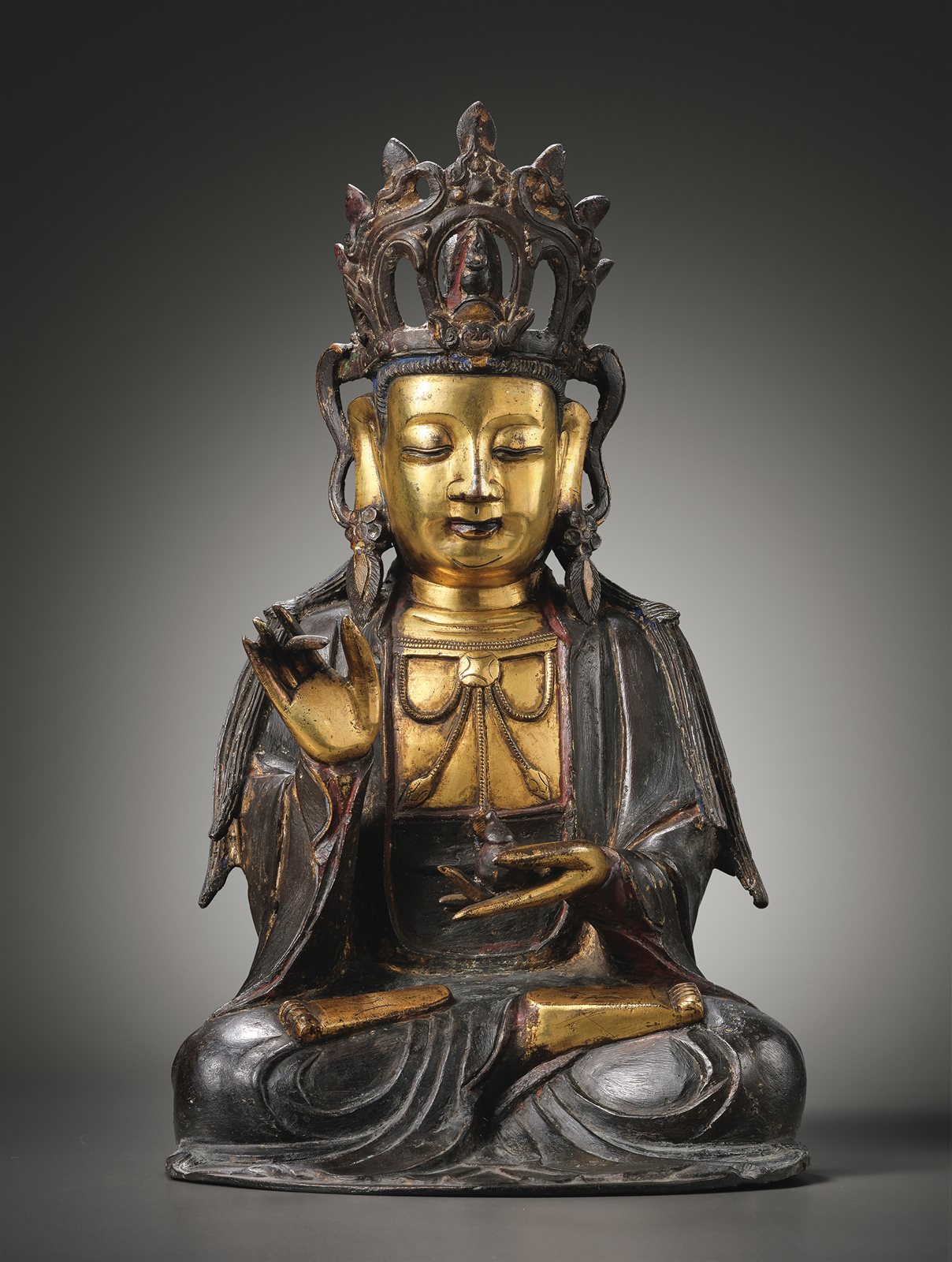 铜鎏金地藏菩萨坐像