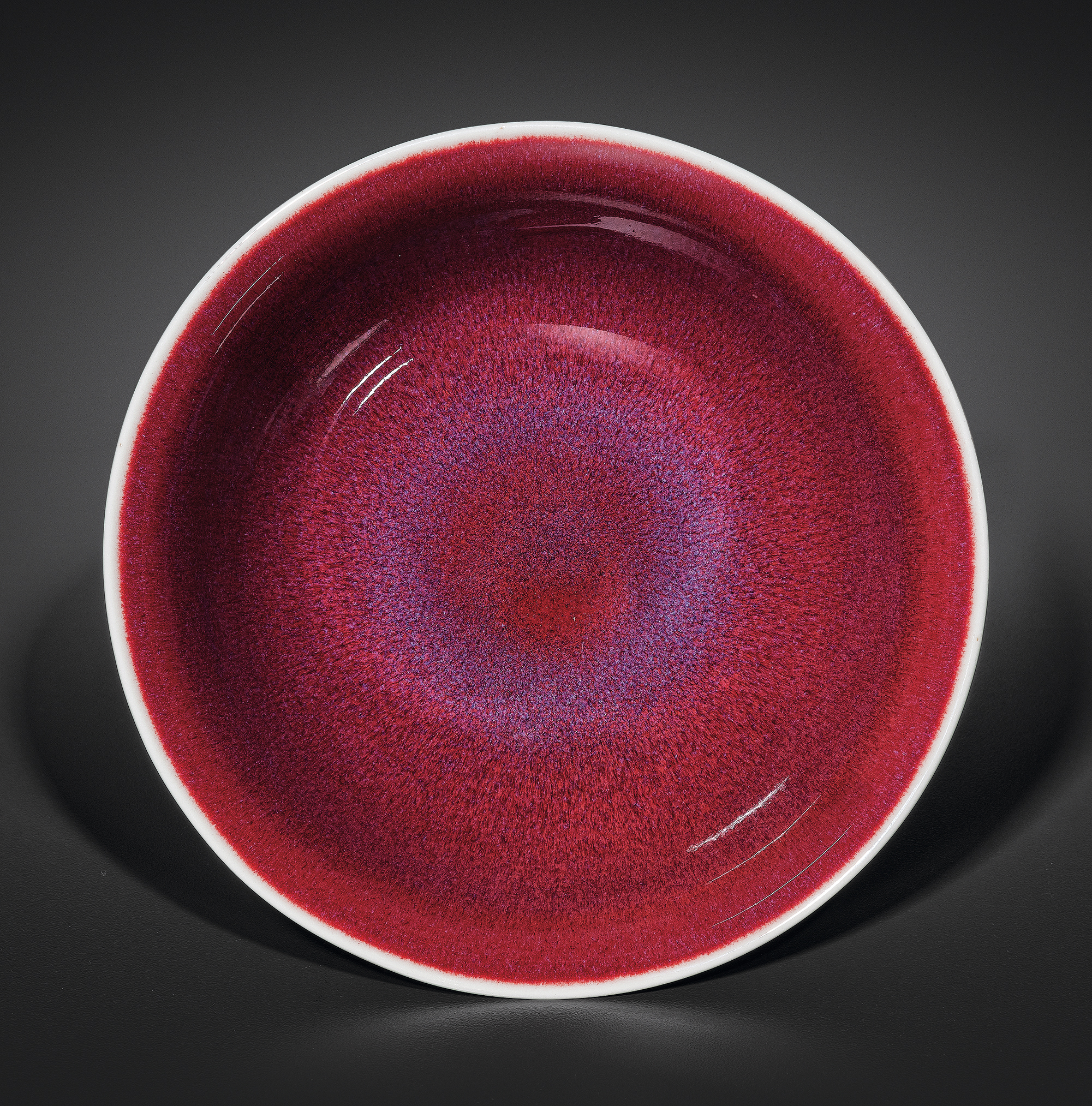 清雍正或较早 宝石红釉高足碗