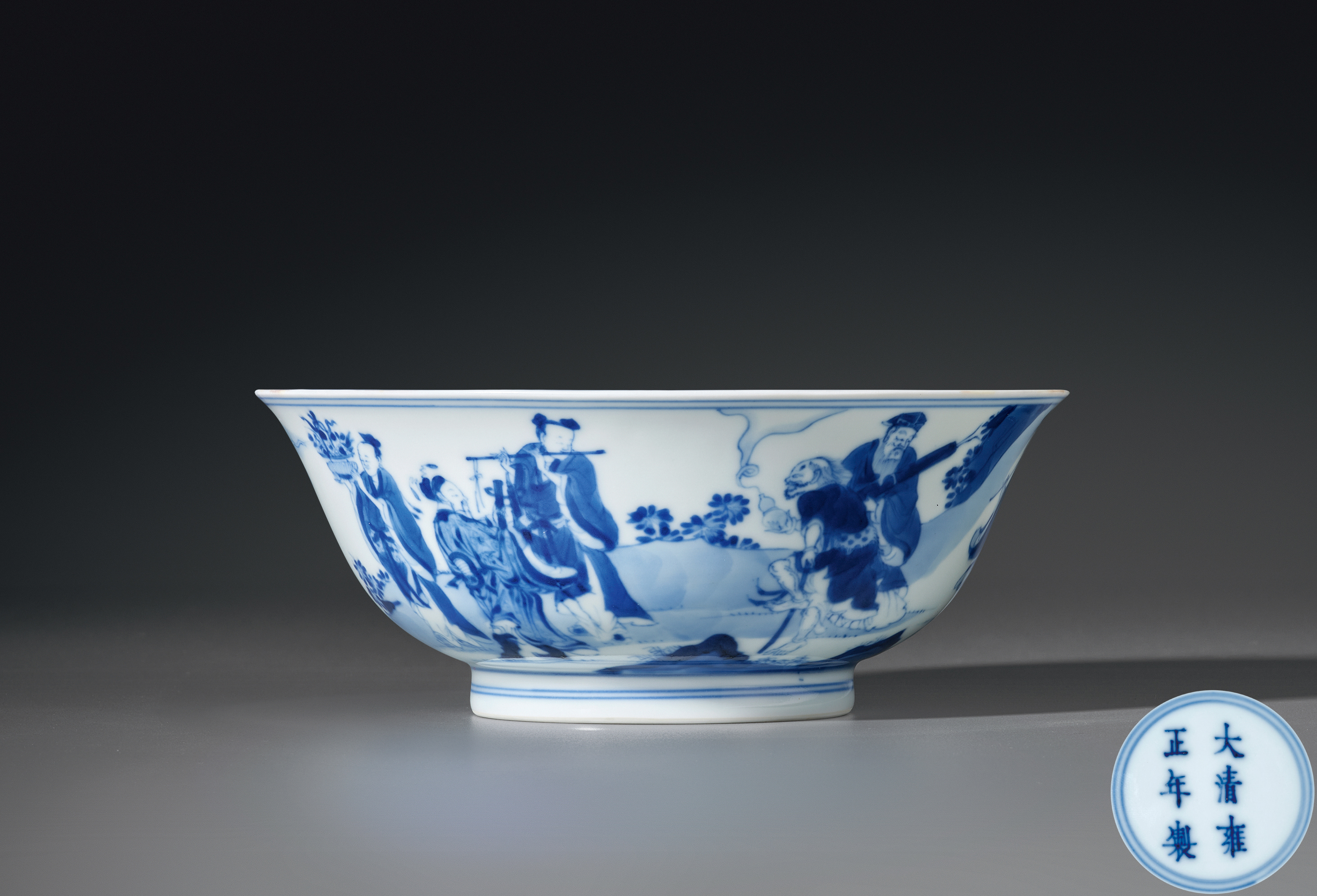 清雍正 青花八仙祝寿图碗