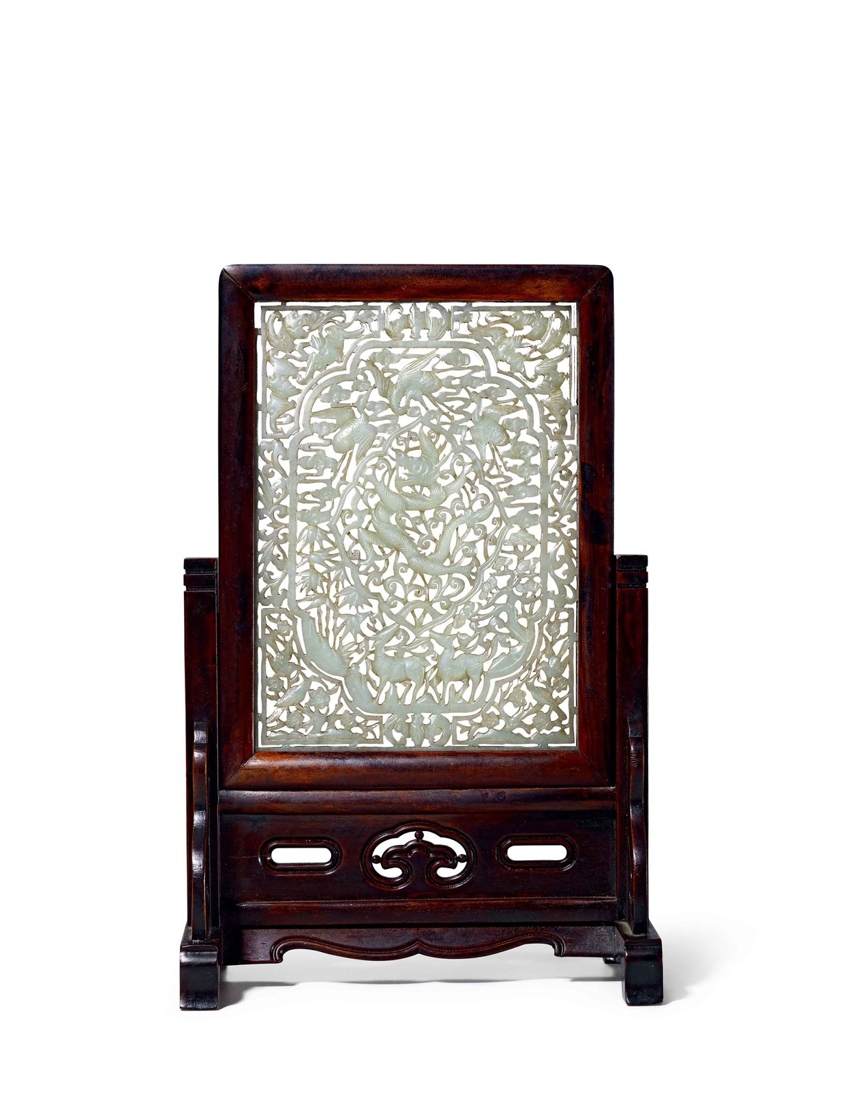 十九世纪 白玉镂雕龙纹插屏