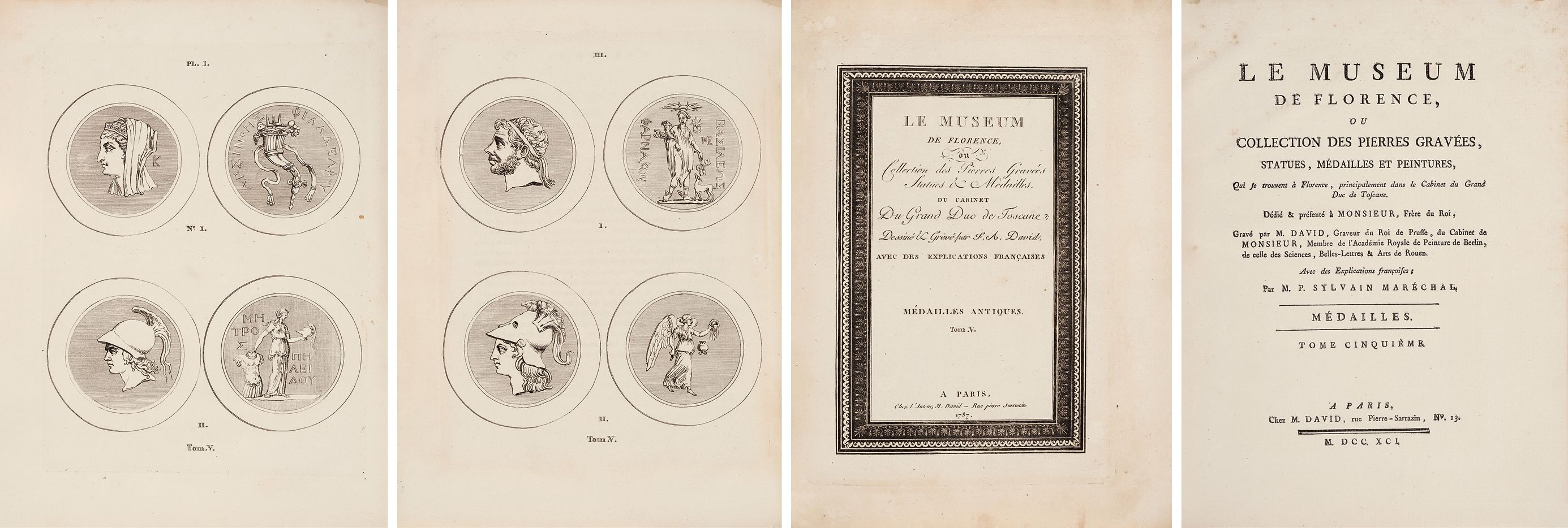 意大利佛罗伦萨博物馆藏徽章版画集 1791年巴黎 Chez l'Auteur 出版