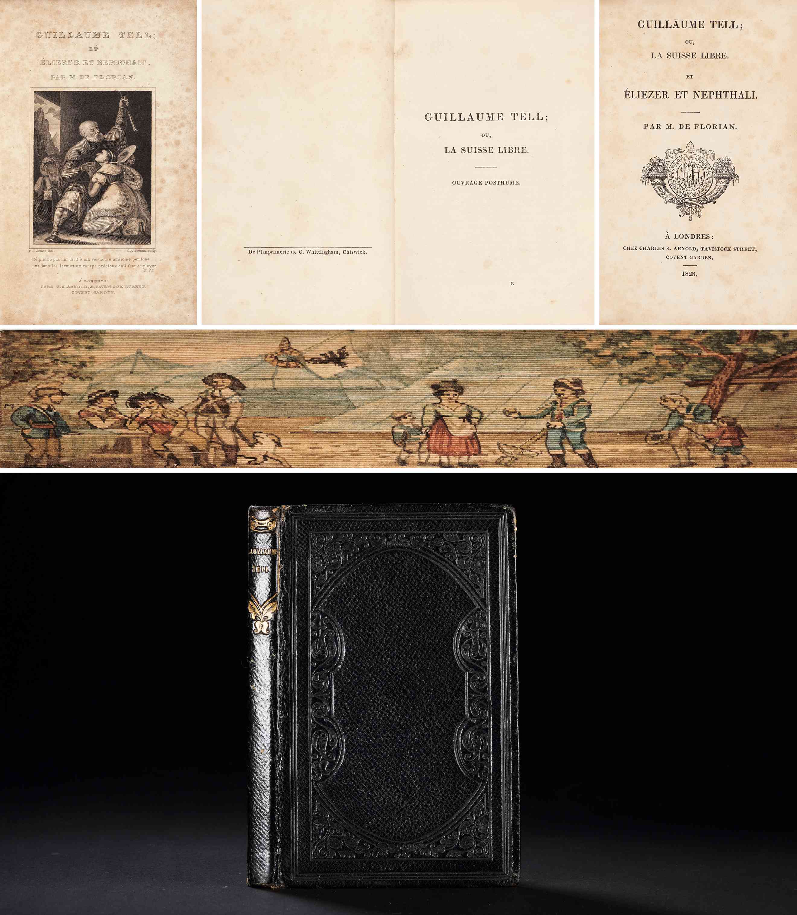 弗洛里昂的诗集遗作（书口彩绘） 1828年伦敦 Chez Charles S. Arnold 出版