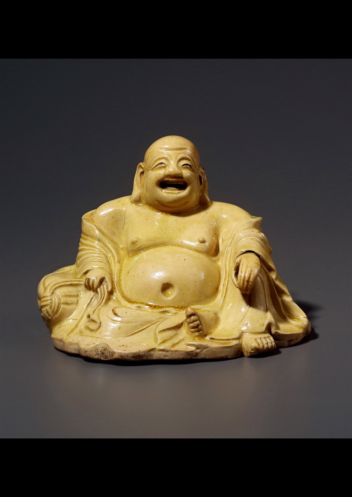 明 彭城窑米黄釉弥勒佛坐像
