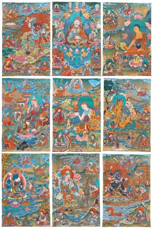 二十世纪 莲师八变唐卡一组
