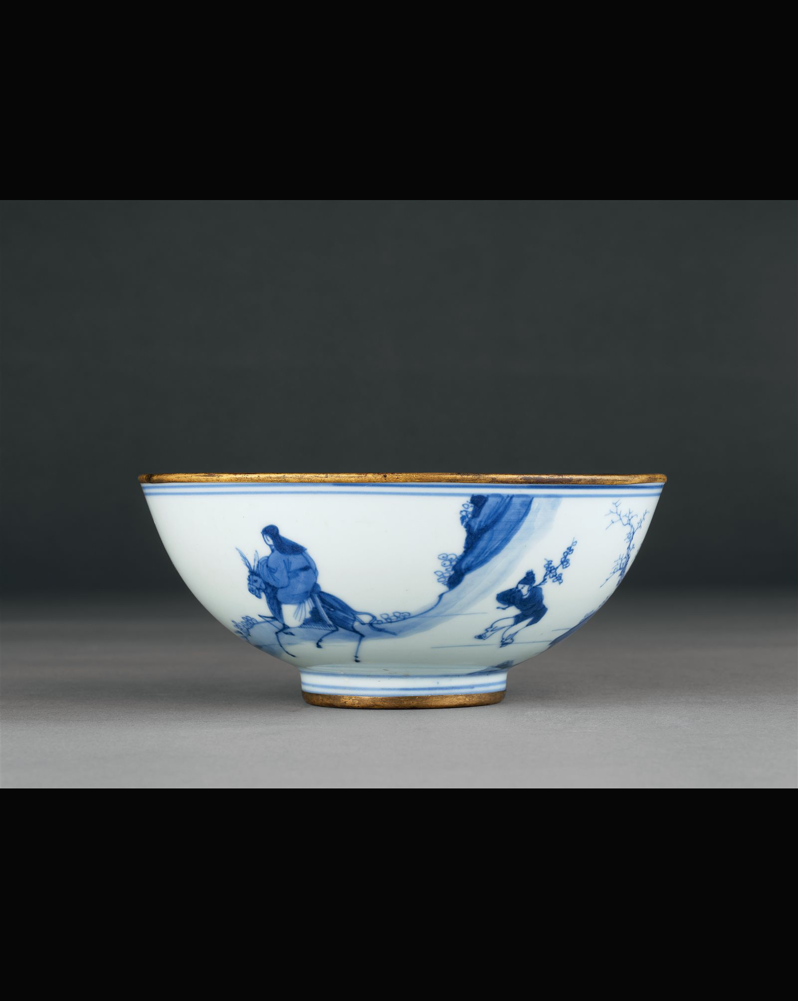 青花高士访友图碗