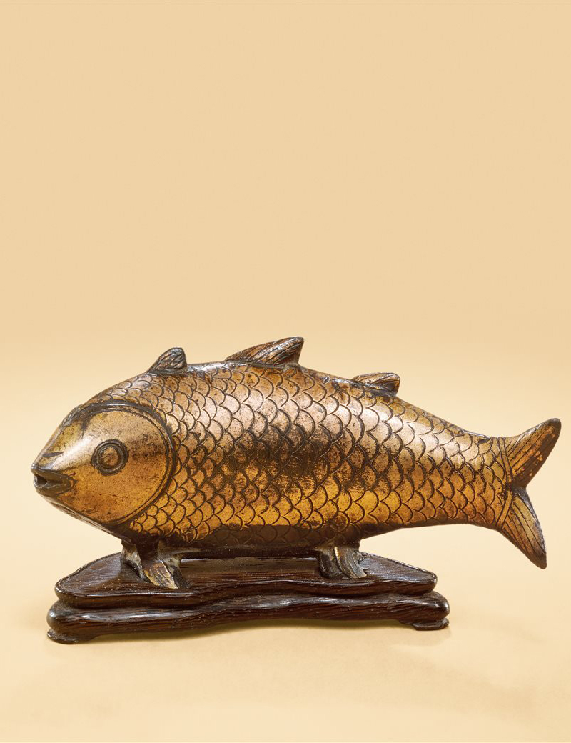 铜鎏金鱼形水滴