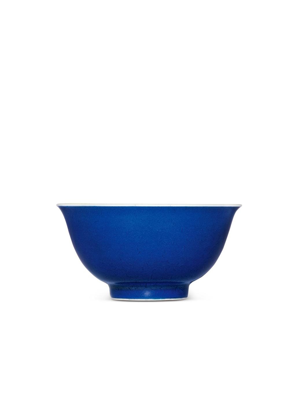 清康熙 霁蓝釉茶圆