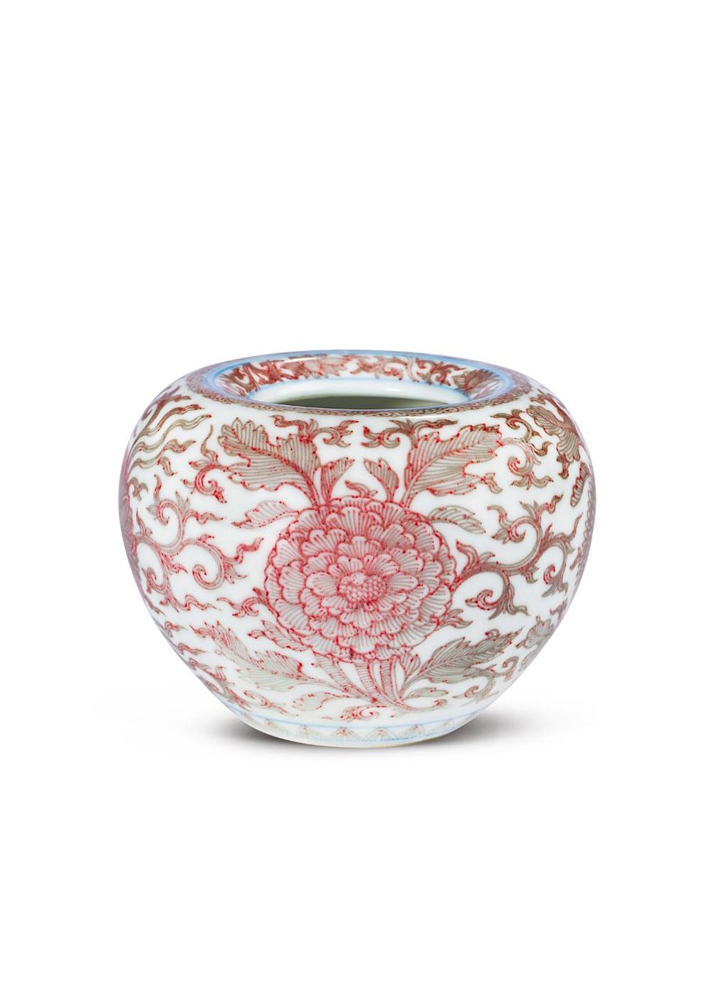 清康熙 青花釉里红花卉纹苹果尊