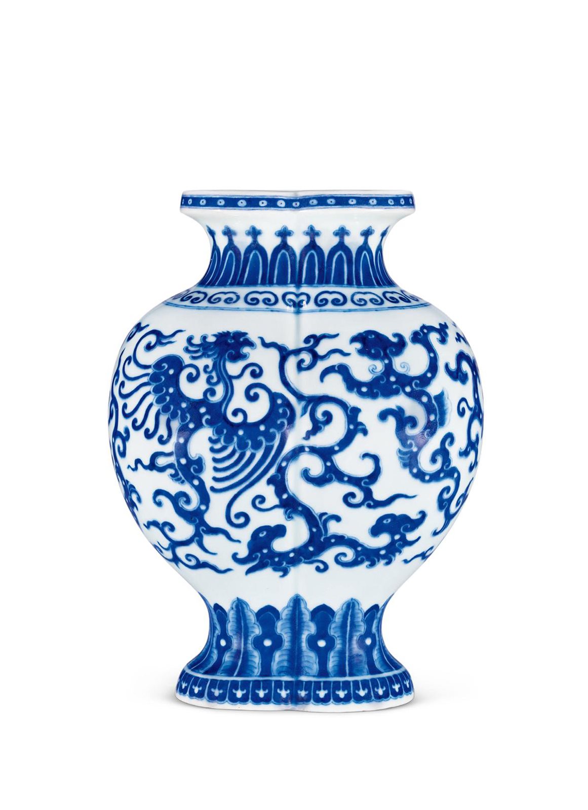 清乾隆 青花龙凤呈祥纹双联瓶