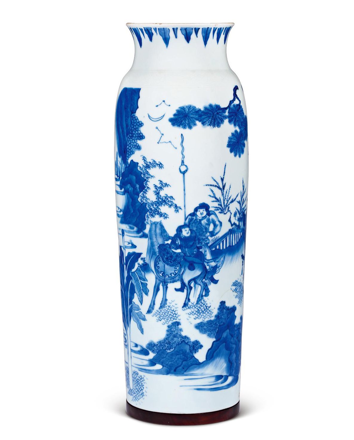 明崇祯 青花人物故事图筒瓶