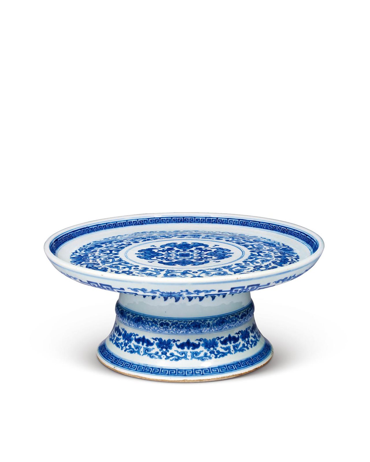 清嘉庆 青花福寿连绵纹贡盘