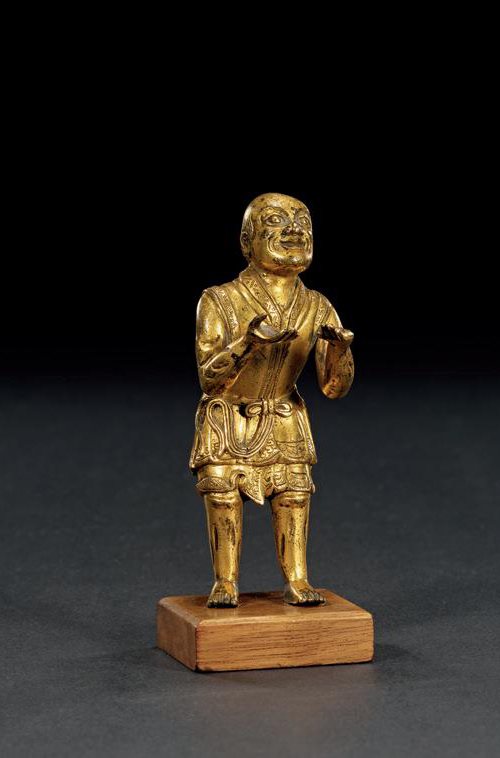 明 铜鎏金胡人立像