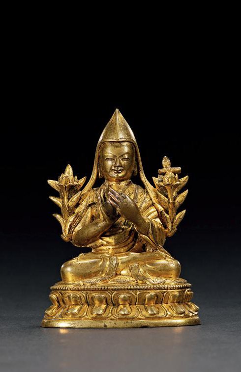 清乾隆 铜鎏金宗喀巴