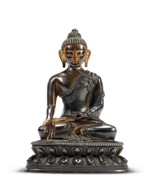 清乾隆 铜烧古药师佛