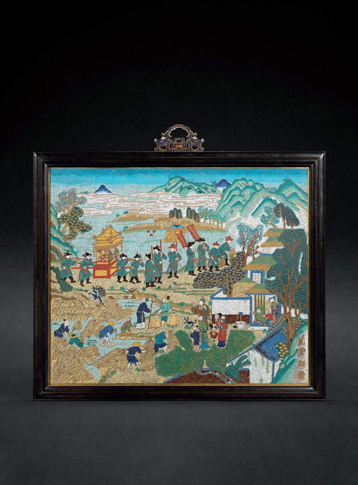 清乾隆 铜胎掐丝珐琅万宝绥丰挂屏