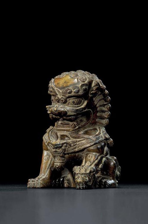 清中期 铜狮子摆件