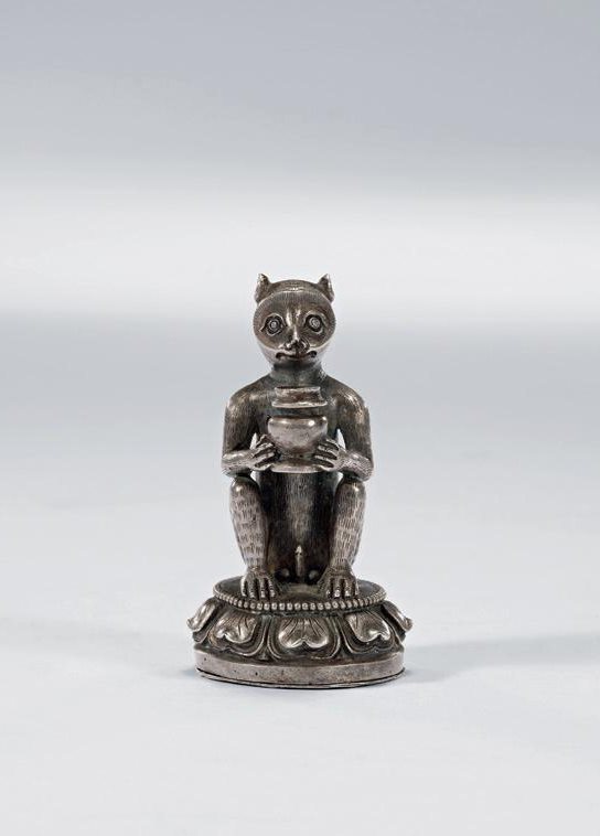 清乾隆 银灵猴香插