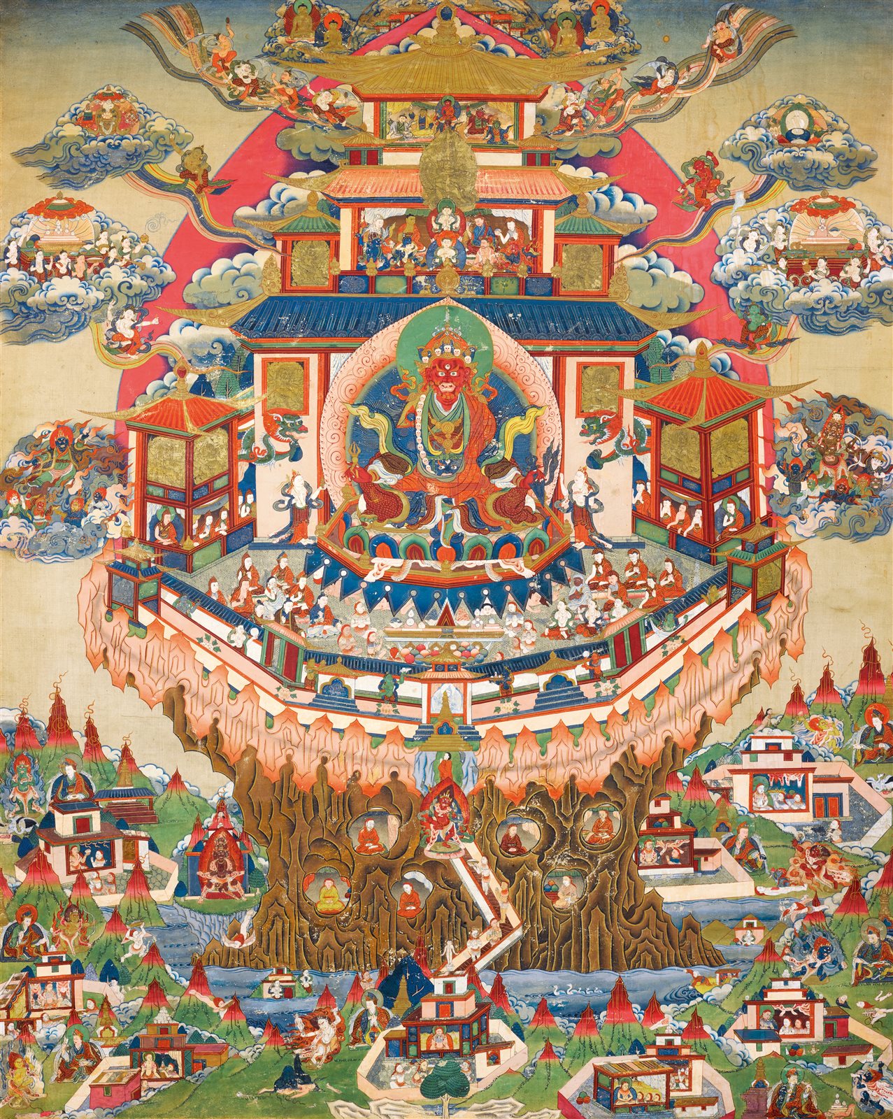 莲师吉祥铜色山唐卡