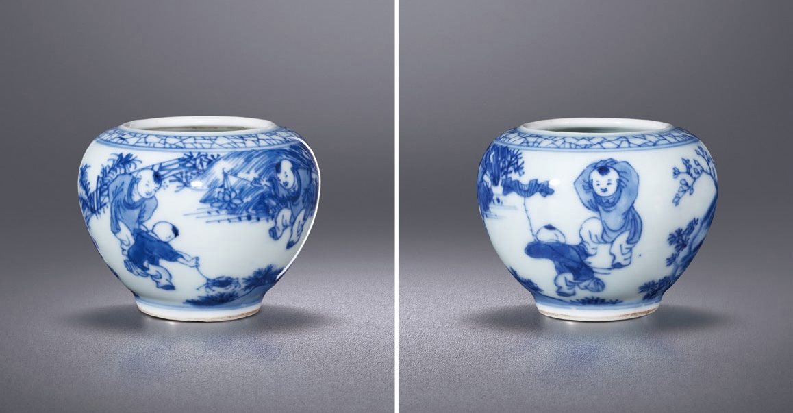 青花婴戏图水盂