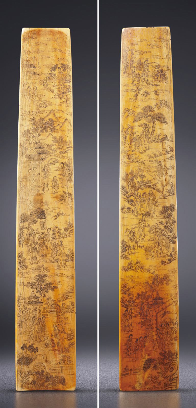 象牙刻群仙祝寿纹笏板